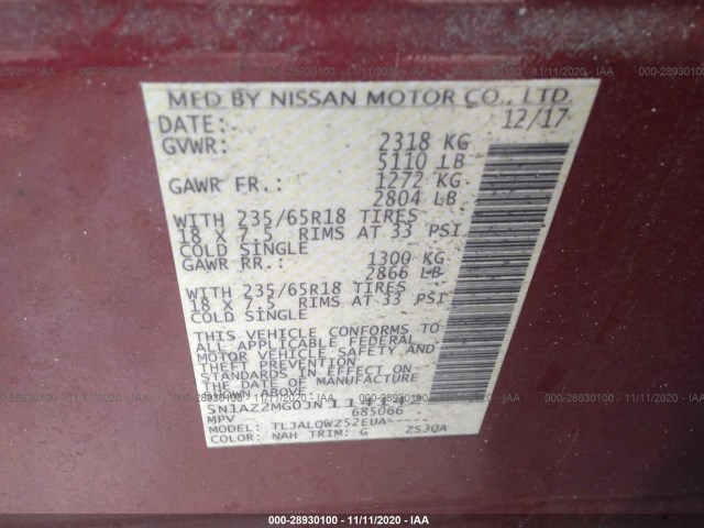 Photo 8 VIN: 5N1AZ2MG0JN114142 - NISSAN MURANO 