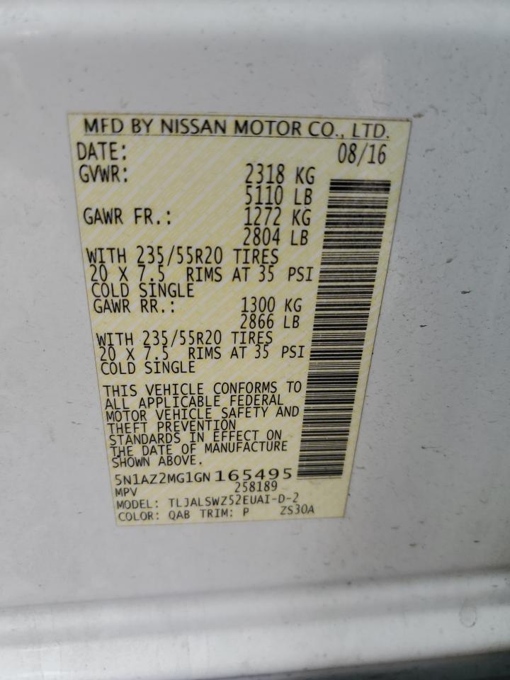 Photo 11 VIN: 5N1AZ2MG1GN165495 - NISSAN MURANO 