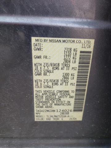 Photo 12 VIN: 5N1AZ2MG1HN124026 - NISSAN MURANO S 