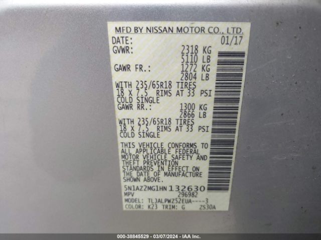 Photo 8 VIN: 5N1AZ2MG1HN132630 - NISSAN MURANO 