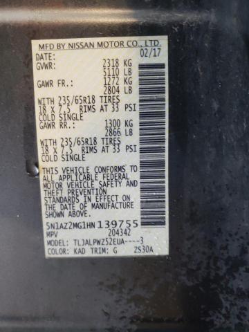 Photo 9 VIN: 5N1AZ2MG1HN139755 - NISSAN MURANO S 