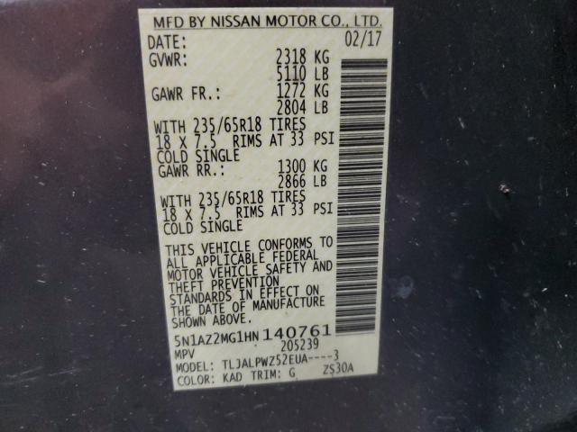 Photo 13 VIN: 5N1AZ2MG1HN140761 - NISSAN MURANO S 