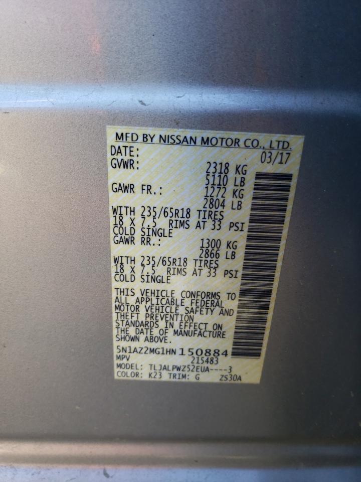 Photo 11 VIN: 5N1AZ2MG1HN150884 - NISSAN MURANO 