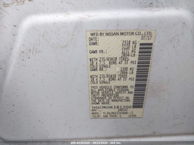 Photo 8 VIN: 5N1AZ2MG1HN181200 - NISSAN MURANO 