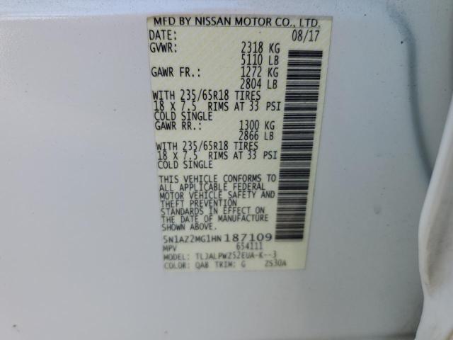 Photo 13 VIN: 5N1AZ2MG1HN187109 - NISSAN MURANO S 