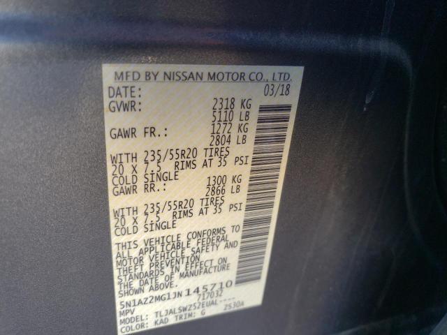 Photo 9 VIN: 5N1AZ2MG1JN145710 - NISSAN MURANO S 