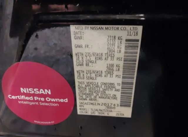 Photo 8 VIN: 5N1AZ2MG1JN201743 - NISSAN MURANO 