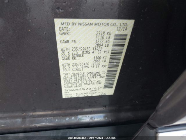 Photo 8 VIN: 5N1AZ2MG2FN204450 - NISSAN MURANO 