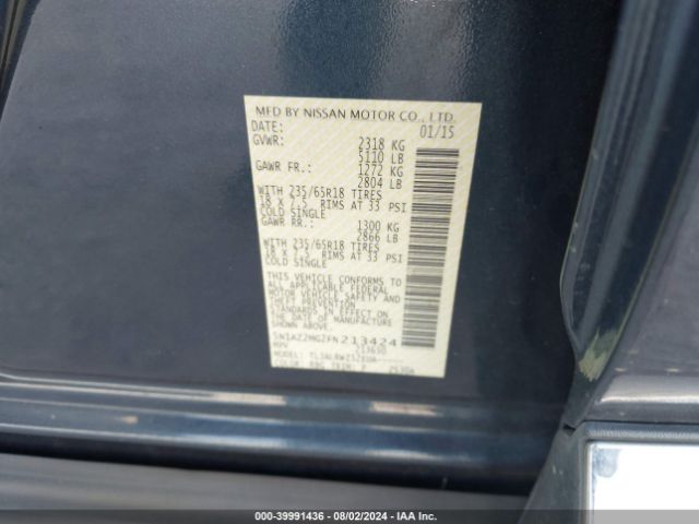 Photo 8 VIN: 5N1AZ2MG2FN213424 - NISSAN MURANO 