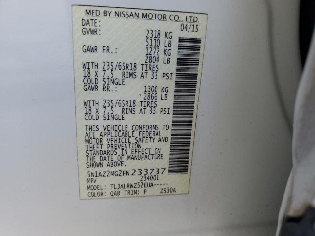 Photo 12 VIN: 5N1AZ2MG2FN233737 - NISSAN MURANO S 