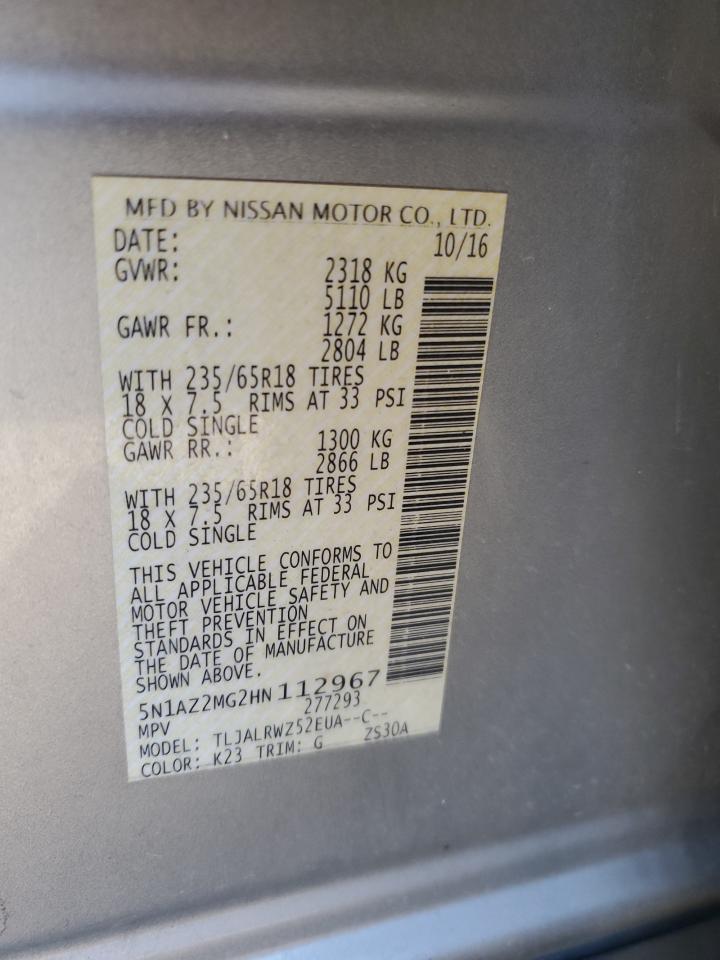 Photo 11 VIN: 5N1AZ2MG2HN112967 - NISSAN MURANO 