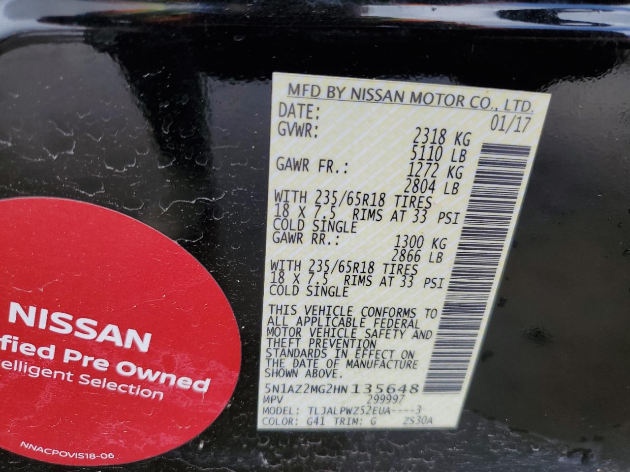 Photo 13 VIN: 5N1AZ2MG2HN135648 - NISSAN MURANO 