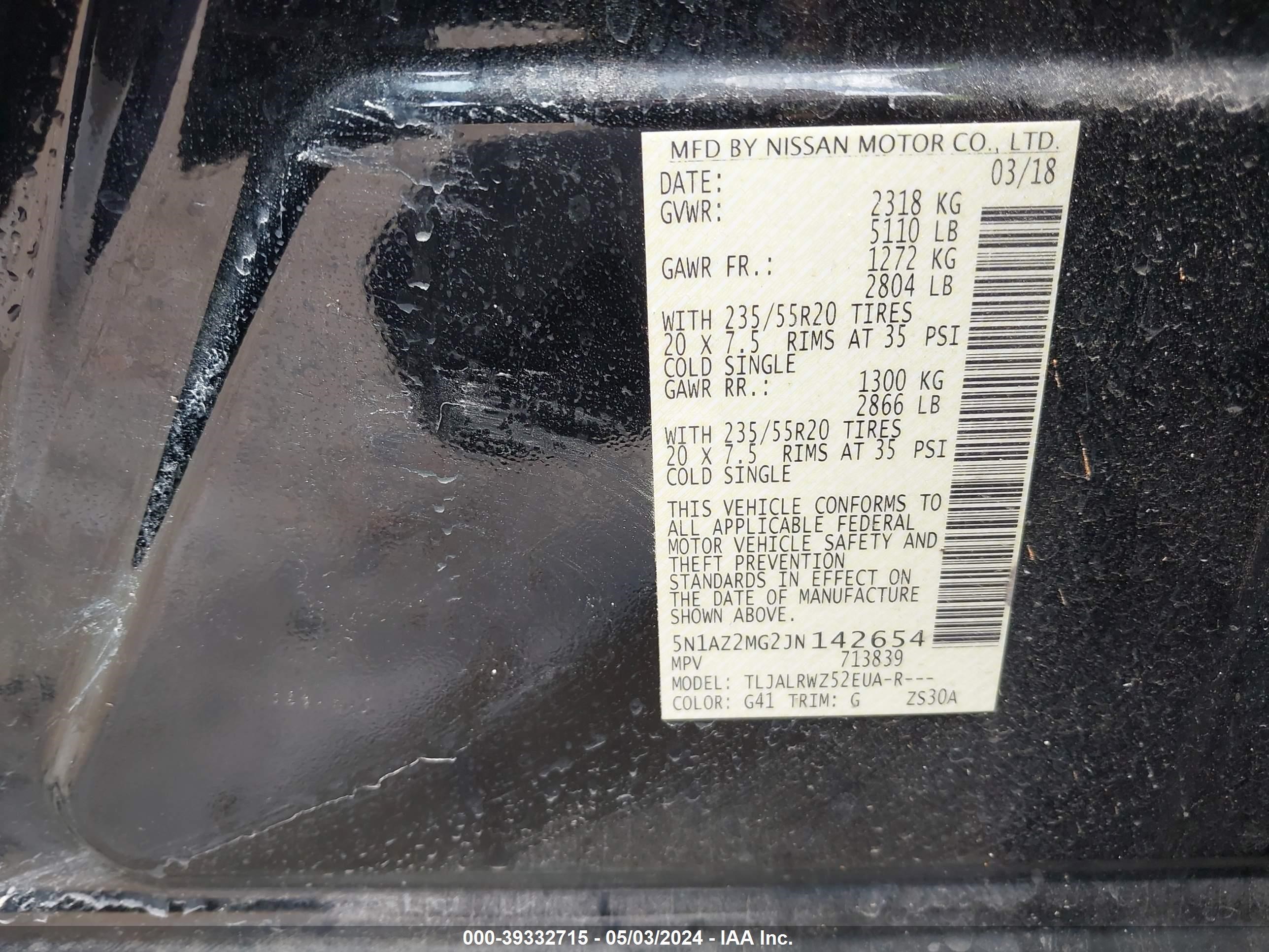 Photo 8 VIN: 5N1AZ2MG2JN142654 - NISSAN MURANO 