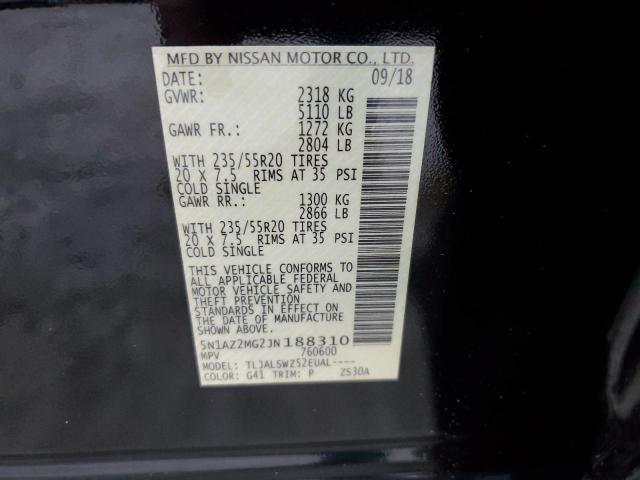 Photo 13 VIN: 5N1AZ2MG2JN188310 - NISSAN MURANO S 