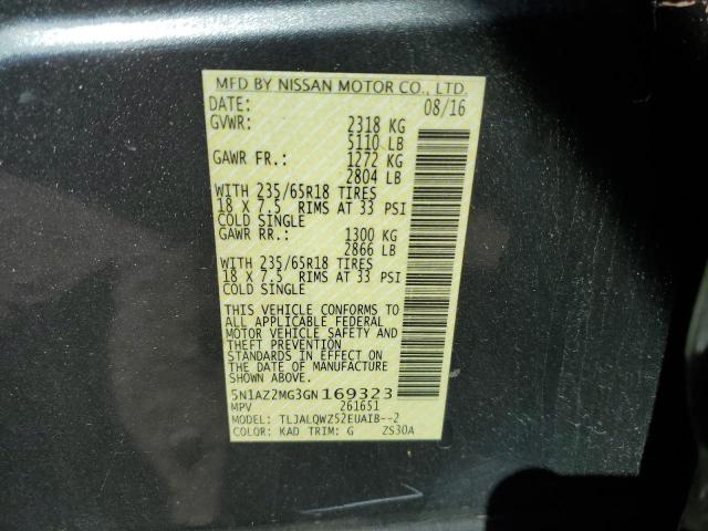 Photo 12 VIN: 5N1AZ2MG3GN169323 - NISSAN MURANO 