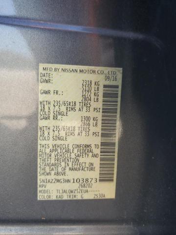 Photo 12 VIN: 5N1AZ2MG3HN103873 - NISSAN MURANO S 