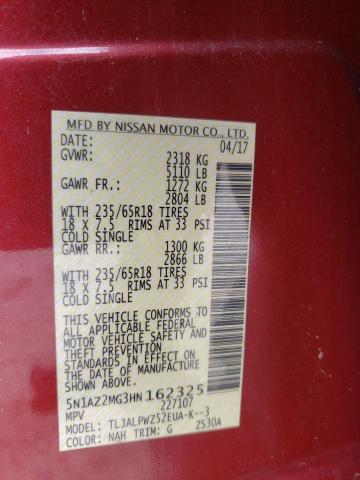 Photo 12 VIN: 5N1AZ2MG3HN162325 - NISSAN MURANO 