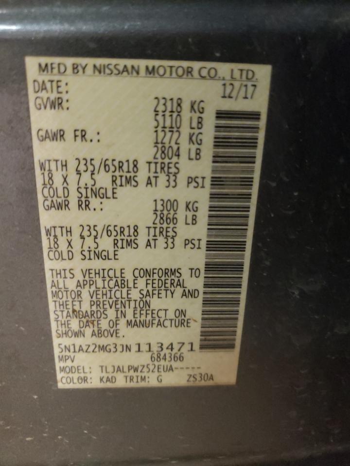 Photo 12 VIN: 5N1AZ2MG3JN113471 - NISSAN MURANO 