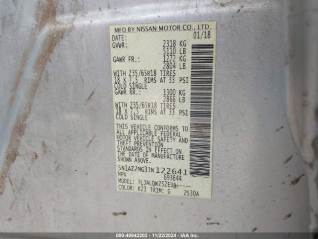 Photo 8 VIN: 5N1AZ2MG3JN122641 - NISSAN MURANO 