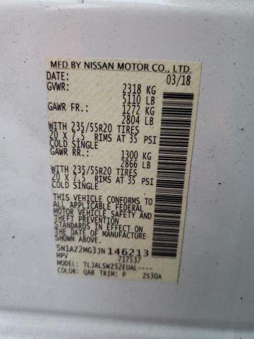 Photo 9 VIN: 5N1AZ2MG3JN146213 - NISSAN MURANO S 