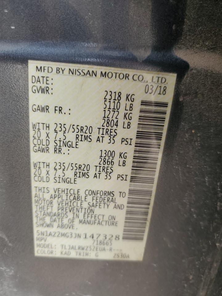 Photo 11 VIN: 5N1AZ2MG3JN147328 - NISSAN MURANO 