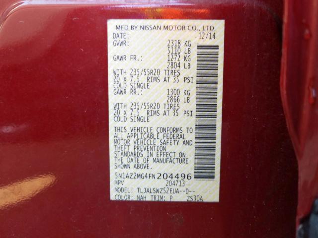 Photo 9 VIN: 5N1AZ2MG4FN204496 - NISSAN MURANO S 