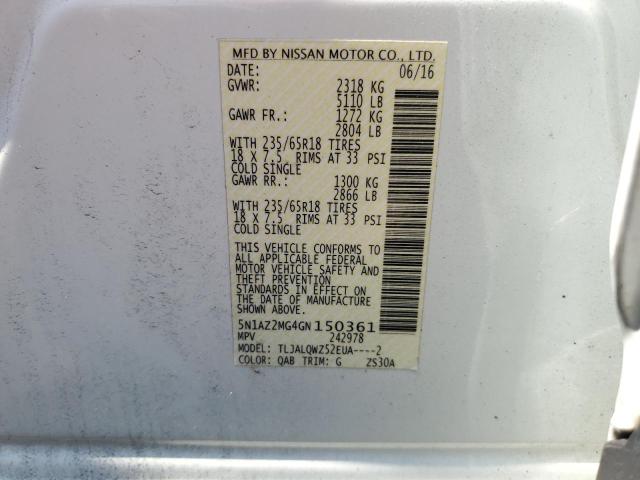 Photo 12 VIN: 5N1AZ2MG4GN150361 - NISSAN MURANO S 