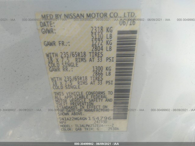 Photo 8 VIN: 5N1AZ2MG4GN154796 - NISSAN MURANO 