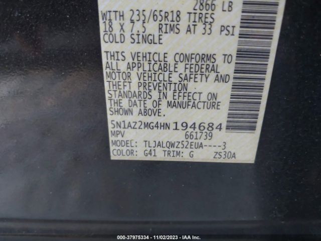 Photo 8 VIN: 5N1AZ2MG4HN194684 - NISSAN MURANO 