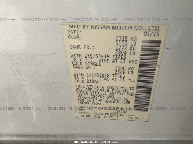 Photo 8 VIN: 5N1AZ2MG5FN236485 - NISSAN MURANO 