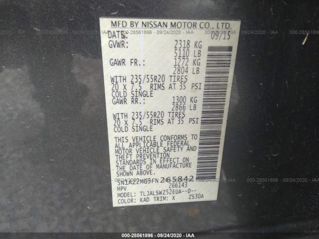 Photo 8 VIN: 5N1AZ2MG5FN265842 - NISSAN MURANO 