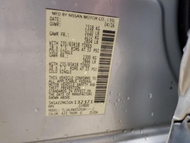 Photo 12 VIN: 5N1AZ2MG5GN132371 - NISSAN MURANO S 