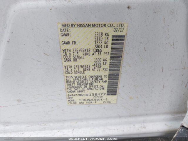 Photo 8 VIN: 5N1AZ2MG5HN138477 - NISSAN MURANO 