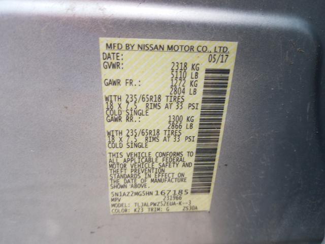 Photo 9 VIN: 5N1AZ2MG5HN167185 - NISSAN MURANO S 