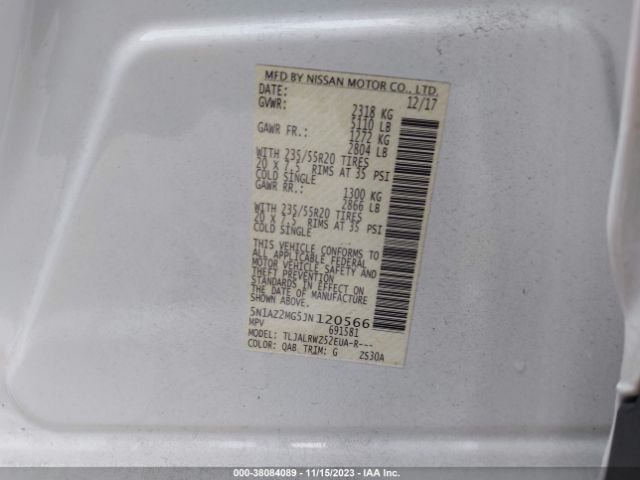 Photo 8 VIN: 5N1AZ2MG5JN120566 - NISSAN MURANO 