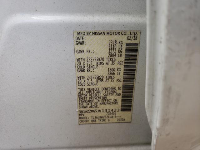 Photo 9 VIN: 5N1AZ2MG5JN131423 - NISSAN MURANO S 