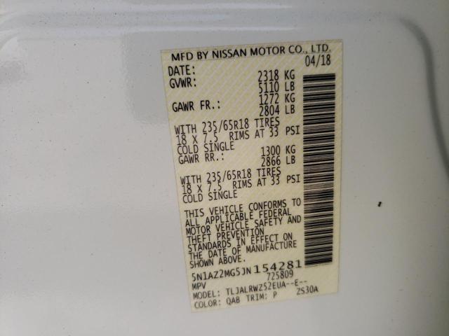 Photo 11 VIN: 5N1AZ2MG5JN154281 - NISSAN MURANO S 