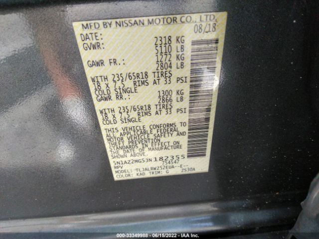 Photo 8 VIN: 5N1AZ2MG5JN182355 - NISSAN MURANO 