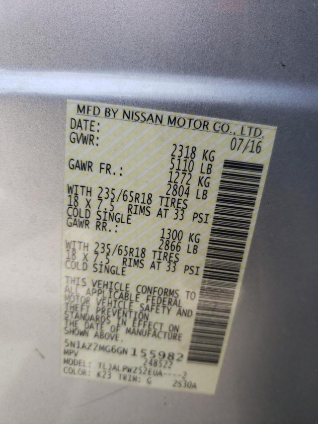 Photo 9 VIN: 5N1AZ2MG6GN155982 - NISSAN MURANO S 