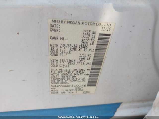 Photo 8 VIN: 5N1AZ2MG6HN119176 - NISSAN MURANO 