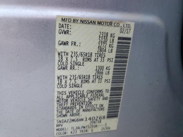 Photo 11 VIN: 5N1AZ2MG6HN140268 - NISSAN MURANO 