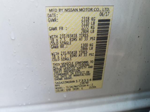 Photo 9 VIN: 5N1AZ2MG6HN173514 - NISSAN MURANO S 