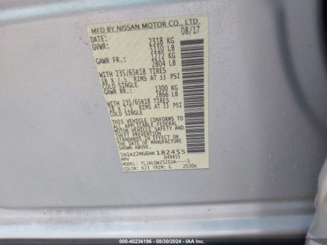 Photo 8 VIN: 5N1AZ2MG6HN182455 - NISSAN MURANO 