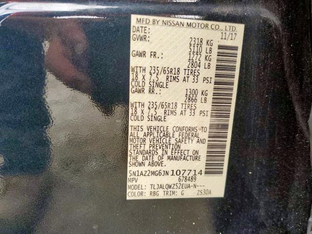 Photo 9 VIN: 5N1AZ2MG6JN107714 - NISSAN MURANO S 