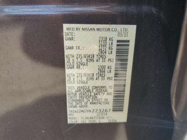 Photo 11 VIN: 5N1AZ2MG7FN223267 - NISSAN MURANO S 