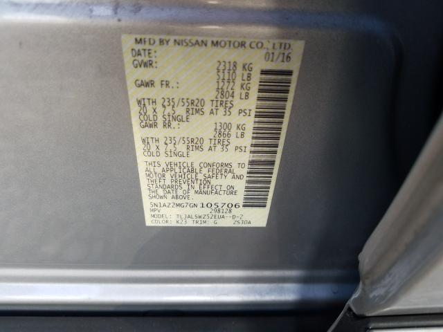 Photo 9 VIN: 5N1AZ2MG7GN105706 - NISSAN MURANO 