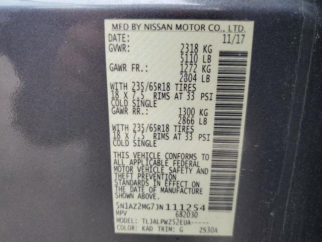 Photo 11 VIN: 5N1AZ2MG7JN111254 - NISSAN MURANO 