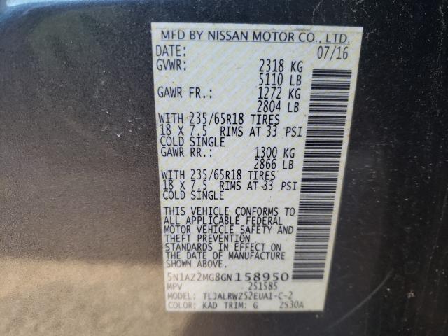 Photo 9 VIN: 5N1AZ2MG8GN158950 - NISSAN MURANO S 