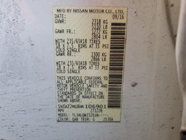 Photo 12 VIN: 5N1AZ2MG8HN106901 - NISSAN MURANO 