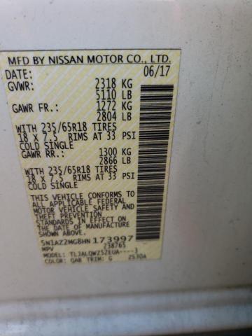 Photo 9 VIN: 5N1AZ2MG8HN173997 - NISSAN MURANO S 